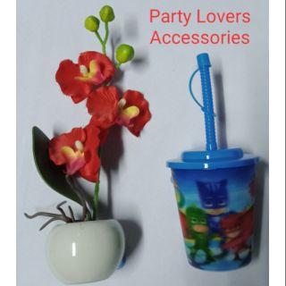 PJ Mask Tumbler / Reusable Plastic Tumbler / Plastic cup with lid & straw