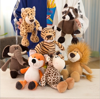 (Ready stock)Forest animal dolls plush toys elephant monkey tiger lion giraffe doll children gift