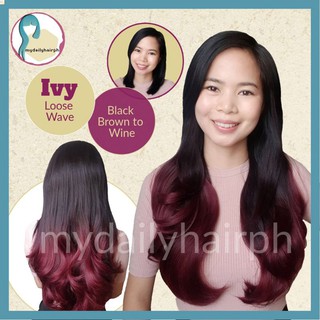 IVY - 26" (Black Brown to Wine Ombre ) - Open Top Hair Extensions