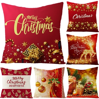 Christmas Pillow Case Glitter Cotton Sofa Throw Cushion Cover Home Decor