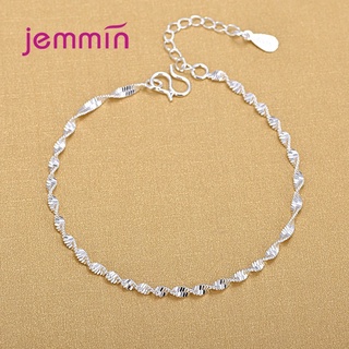 Twisted Wave Foot Chain Anklet for Woman Girls S925 Sterling Silver Anklet Bridal Wedding Jewelry Gifts-*&&