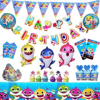Baby Shark Design Theme Cartoon Party Set Tableware Birthday Party Decoration For Children