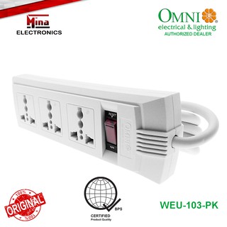 OMNI WEU-103-PK Universal Outlet Extension Cord 3-Gang with Switch 1,83 Meter Cord Length 2,500W 10A