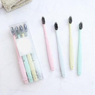MUZI. 4 set of Japanese Style Small Toothbrush Bamboo Care Ultra Thin Soft Teeth brush