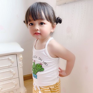 【COD】Ready Stock Toddler Cotton Sling Vest Baby Girls Cartoon Tops Kids Sleeveless Beach Clothes for 1-5Y (7)