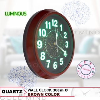 Quartz Wall Clock Luminous 30cm (11.8 in) Ø Glow in the Dark