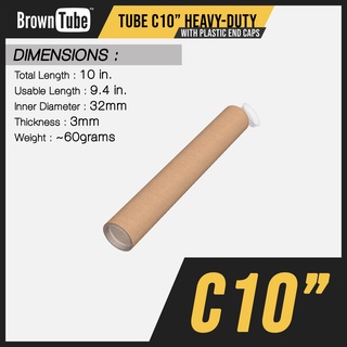 C10 Poster Tube WITH LID - Browntube Mailing Paper TubeC10 (For A4 sized document / poster)