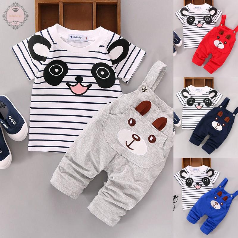 KO@♛2Pcs/Set Kids Short Sleeve Cute Pattern Clothing