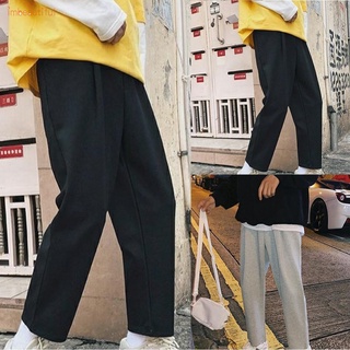 Men\'s Style Loose Nine Straight Pants Casual Bottoming All-match Solid Color Wide-leg Slacks