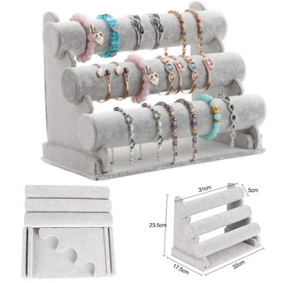 【 Local delivery】Velvet Bracelet Holder Watch, Necklace, Gray Jewelry Display Rack and Tangle Free O