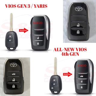 Toyota Vios Gen 3 Yaris Modified Flip Remote Key with Logo / Toyota VIOS GEN 4 Modified Flip Key Shell Case Accessories