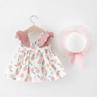Dot Print Butterfly Wings Baby Clothes Summer Top For Girl Flower Princess Dress Baby Girl Dress