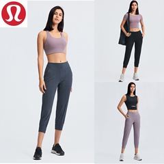 Women Stretch Pocket Yoga Pants Double-sided Sanding Outdoor Leisure Sports Cropped Pants