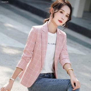 cod✲❐Plaid suit women s 2021 spring and autumn models women s new short waist small suit jacket Kore