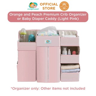 babies❒▨✙Orange and Peach Premium Crib Organizer or Baby Diaper Caddy (Light