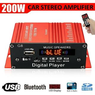 200W 12V Car HIFI Audio Stereo Amplifier Wireless Bluetooth Amp USB FM AUX