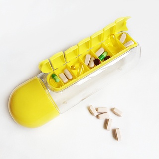 Sports Plastic Water Bottle Combine Daily Pill Boxes Organizer Drinking Bottles Leak-Proof Bottle
