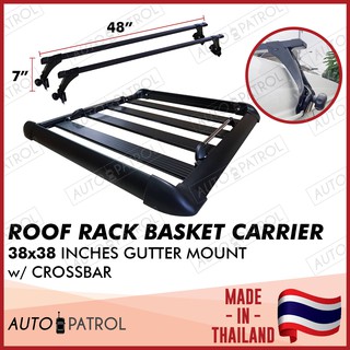 Aerorack Roof Rack Carrier Car Basket 38"x38" Black Gutter Mount with Crossbar