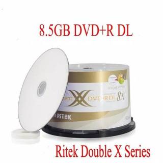 DVD + R DL Ritek Inkjet Printable White Surface 8X / DVDR Double Layer 8.5GB Tube 50