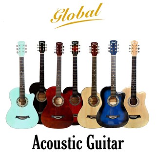 Global AW-861C Acoustic Guitar w/ Guitar Bag, Capo, and Strings