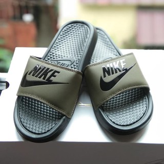 Nike Benassi Slippers "Printed Army Green Black" For Men and Women (OEM)