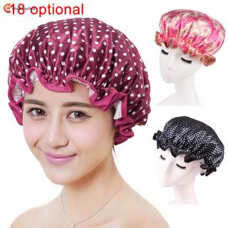 Lovely Thick Women Shower Caps Colorful Double Layer Bath Shower Hair Cover Adults Waterproof