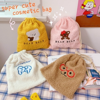 YoYo Cosmetic Bag Simple Cute Bear Portable Daily Necessities Storage Organizer Ins Korea