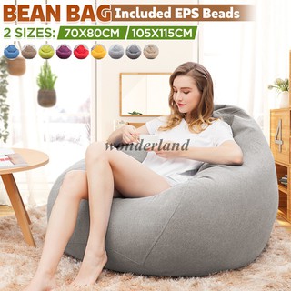۞【HOT】 *With FILLING* Adult/Kids Large Seat Bean Bag Couch Home Chair Sofa Lazy Lounger Tatami 70x8