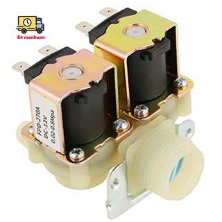 DN20 G3/4 DC 12V Dual Head Electric Water Inlet Solenoid Valve Normally Closed for Washing Machine 0-40 Degree Temperature