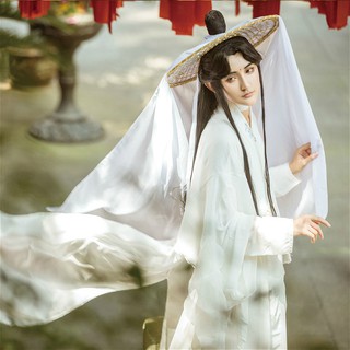 Tian Guan Ci Fu Cosplay Xie Lian Cosplay Xielian Cos Costume Set +bamboo Hat Prop Chinese Hanfu