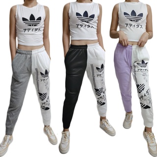 NEW JB66 2N1 ADDIAS PRINTED TOP AND JOGGER PANTS 100% COTTON [ FASHIONJEANS711 ]