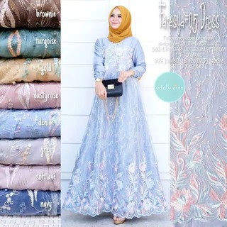 Condition DRESS - Old DRESS - Graduation DRESS - MUSLIMAH Party DRESS Earth ZOYA MAXY Latest - GAMIS TILLE Lace Party DRESS (5)