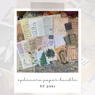 Pilas Vintage Ephemera Junk Journal Paper Bundle - 50 pieces