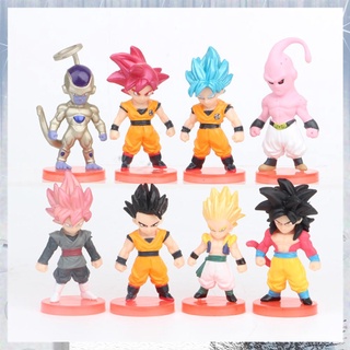【Available】Dragon Ball Kids Toy Vegeta Son Goku Frieza Buu Cake Topper Decor Doll Gift Anime 8 PCS C