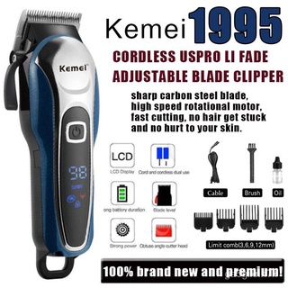 KEMEI Hair Clipper Hair Salon Trimmer Cordless Rechargeable Razor LCD Monitor With Limit Comb for A1 (1)