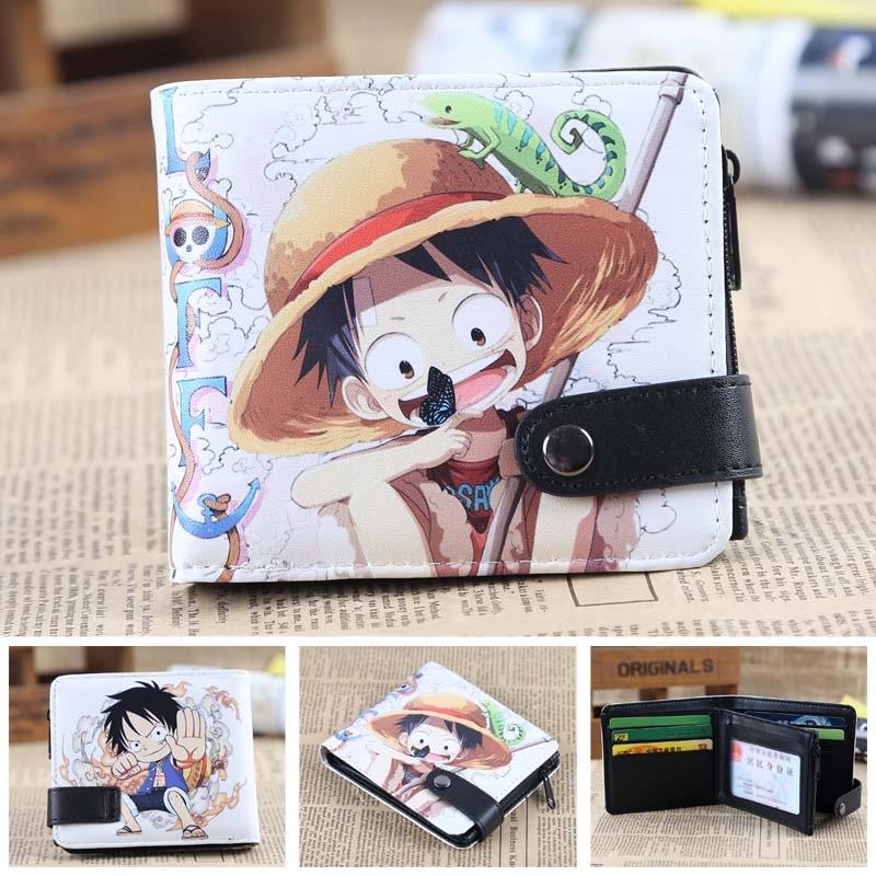 Anime Monkey D Luffy Pirate PU Short Wallet Coin Pocket Multilayer Cards Slots Purse