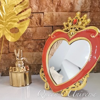 Vintage Elegant Red Heart Pearls Desk Vanity Mirror Home Decor
