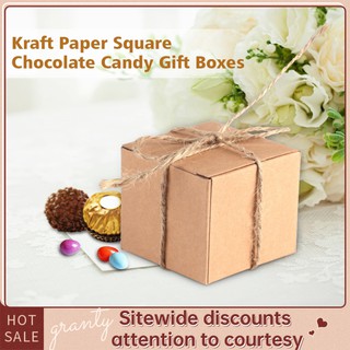 【Ready】50PCS Brown Kraft Paper Square Wedding Wedding favor box