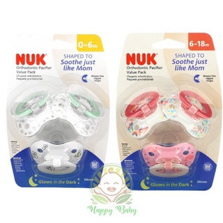 NUK, Orthodontic Pacifier Value Pack, 0-6 Months or 6-18 Months, 3 Pack