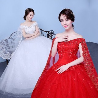 Off Shoulder Women Fashion Lace Wedding Dress Bridal Gown (1)