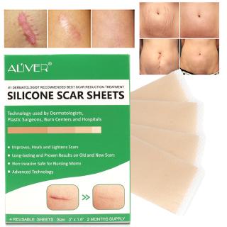 4pcs Scar Removal Sheets Soft Reusable Adhesive Scar Remover for Keloid, Surgery, Burn, Acne, C-Section Scars