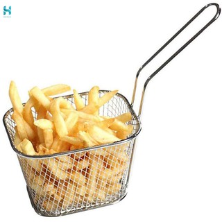 JH Square Mesh Frying Basket Stainless Steel French Fry Chips Net Strainer Kitchen Cooking Oil