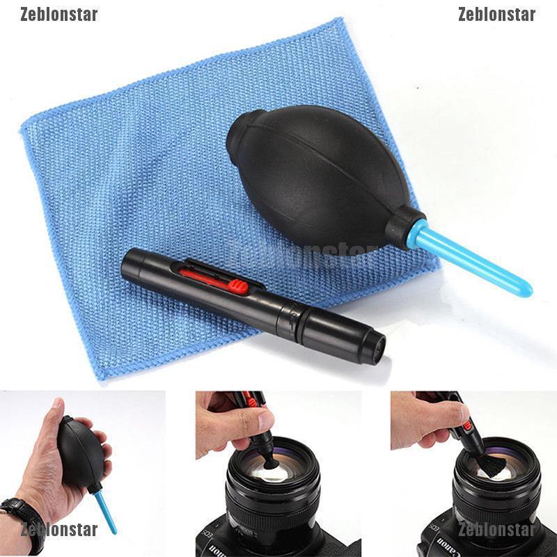 Zstar 3 in 1 Lens Cleaning Cleaner Dust Pen Blower Cloth Kit For DSLR VCR Camera