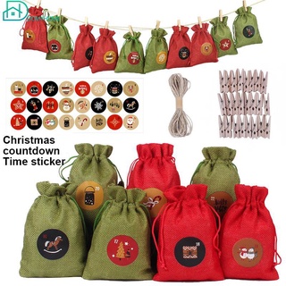 Ready Stock/۞℗☎[READY] Christmas Bag Set 24 Christmas Countdown Calendar Christmas Decoration Pendan