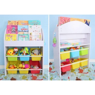 3 Layers wooden bookshelves with Toy Storage Organizer Children Toys Storage Rack