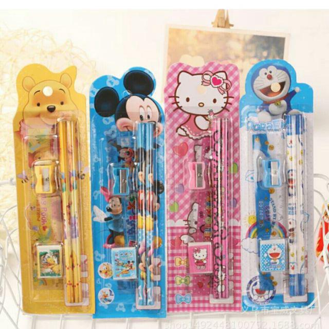 Children's pencils Mickey Minnie Snow Princess My Little Pony Stationary Set of 5 Gift Present