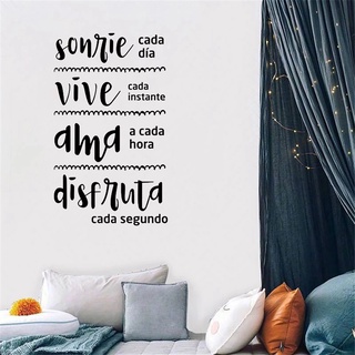 Smile Everyday Live Quote Wall Decal Spanish Art Vinyl Decal Decor Living Room Bedroom
