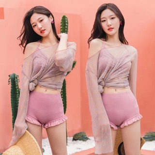 【M&M】#101P Korean Swimwear Korean swimsuit Bikini Ins 3psc Prevent Swimsuit With Padded 3-piece