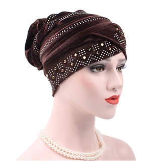 huahankuang® Women Velvet Stretch Turban Hat Hijab Cap Hair Loss Head Scarf Cover Headwear well