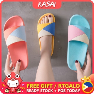 KASAI Home Slippers new fashion color matching Womens Casual Slipper Slide Indoor Outdoor Unisex